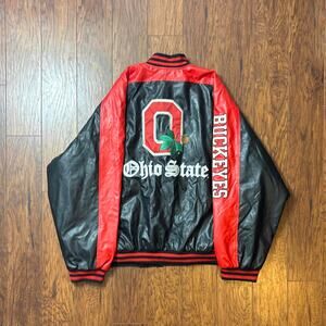 Vintage 90's Steve & Barry's Y2K Ohio State Buckeyes Faux Leather Varsity Jacket
